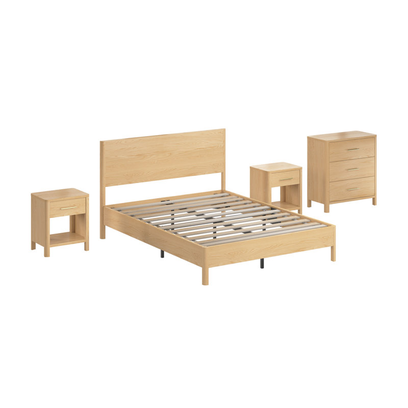 Bush Furniture Vera Queen Platform Bed with Dresser and Set of 2 Nightstands - Thumbnail 2