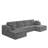 Boneless U-shaped modular sectional sofa, corduroy sleeper couch, space-saving minimalist design for living room, grey-1109191968