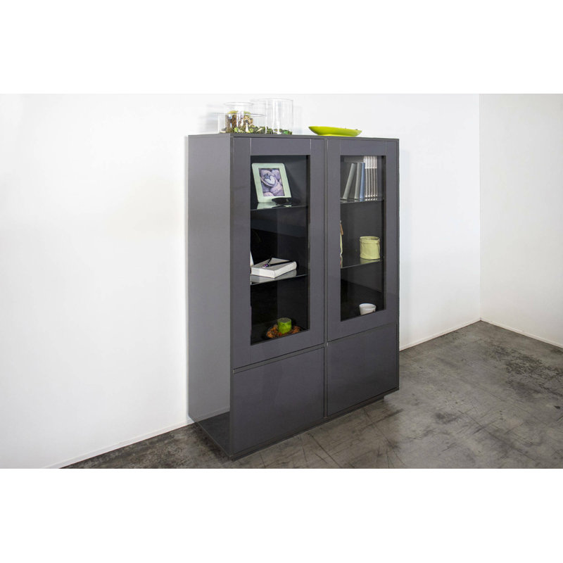 Aylssa Rectangle Accent Cabinet, Glossy Anthracite