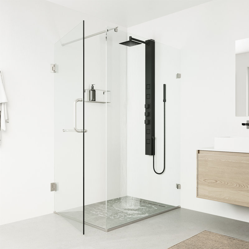 Panneau de douche 58,06 po Sutton avec pomme de douche fixe, Noir mat
