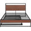 Structure de lit pleine grandeur en métal noir avec couchette, entrées et support à lattes. Aucun sommier tapissier requis pour la décoration intérieure de chambre à coucher moderne-1356549520-1356549521