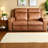 Modern Reclining Sofas, Brown PU Leather Adjustable Loveseat for Home