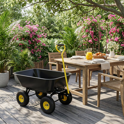 Chariot tout-terrain robuste avec fonction de déversement et pneus