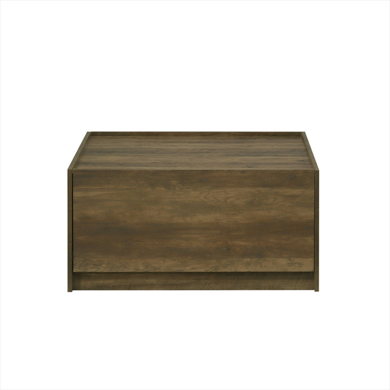 Table basse 31,5 pouces carrée en bois d'ingénierie avec deux tiroirs, finition chêne moderne, 15.44" H x 31.48" W x 31.44" D