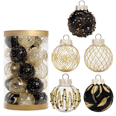 25 pièces de boules de Noël argentées transparentes en forme d'arbre de Noël suspendu incassable de 2,36 pouces pour arbre, fête, mariage ou fête