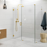 Illume 58 in. x 34 in. x 78 in. 90-degree Fully Frameless Wall Hinged Glass Shower Enclosure