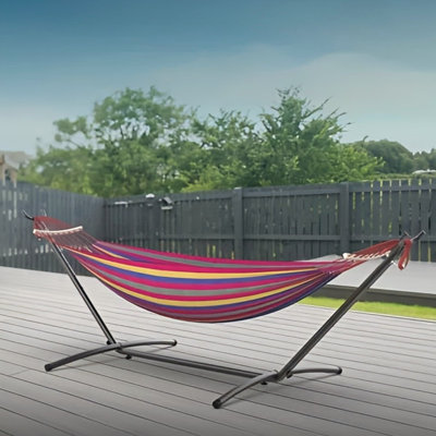 Portable Hammock With Stand, Heavy-Duty Steel Frame, 600 lbs Weight Capacity, For Indoor Outdoor Use