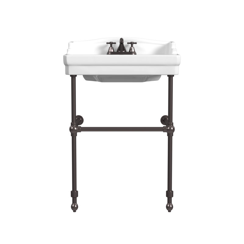 Cheviot Products Évier de salle de bain Essex 24 po avec débordement et base console en métal 31 po, Bronze antique