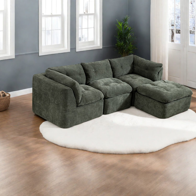 Canapé modulaire moderne à compression 111,81 pouces Chenille