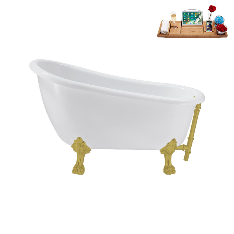 1348.7mm x 650.2mm Soaking Acrylic Bathtub, Brushed Gold, Brushed Gold