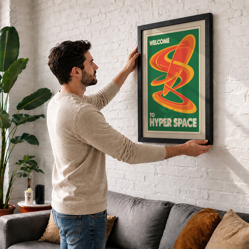 Welcome to Hyper Space Retro - Framed Print, A4 - 29.7 x 21.0 cm, White