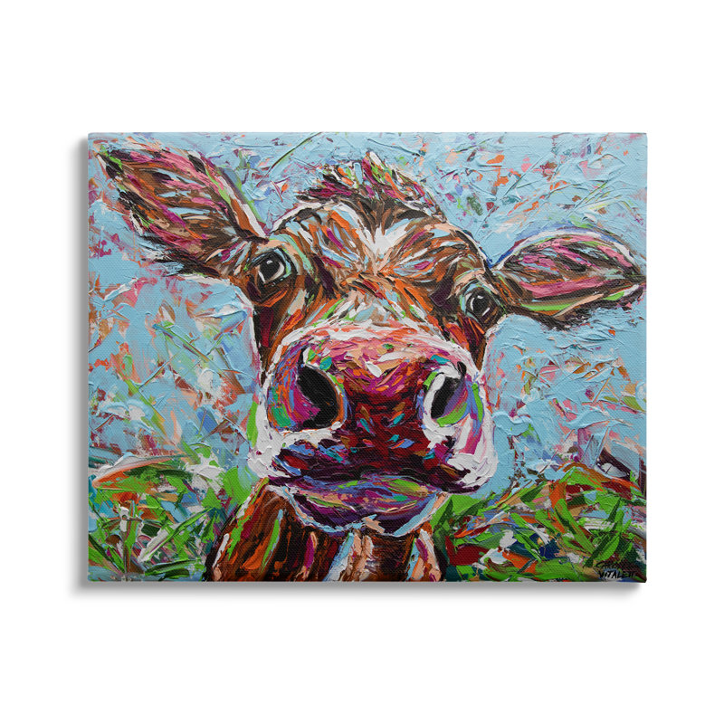 «Koldidoscopic Layered Farm» par Carolee Vitaletti, peinture sur toile tendue, H 24 po x l 30 po x P 1,5 po
