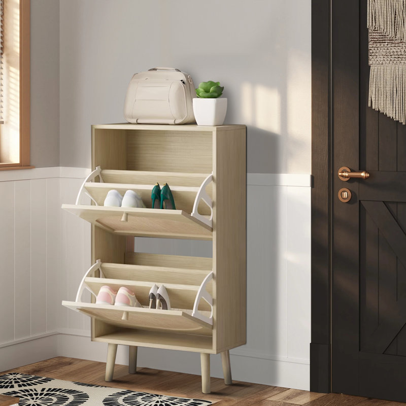 Lavenia 2-Drawer Manufactured Wood Shoe Cabinet, Natural/Natural