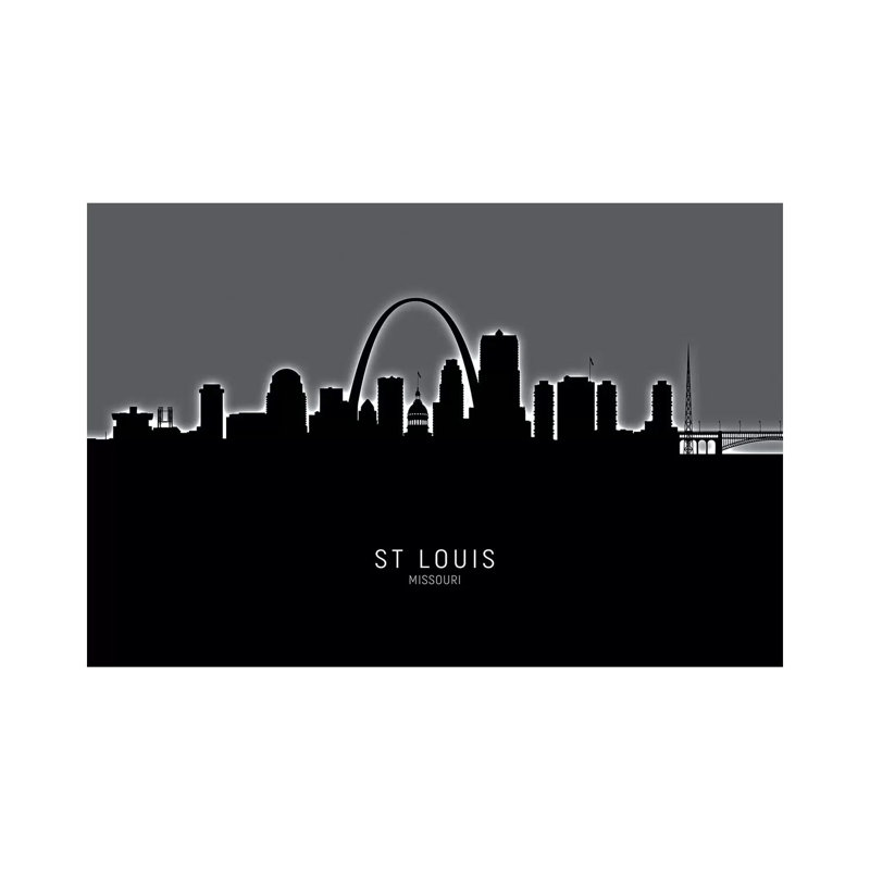 St Louis Missouri Skyline by Michael Tompsett - 1 Piece Wrapped Canvas Wall Art, 66.04 cm H x 45.72 cm W x 3.175 cm D