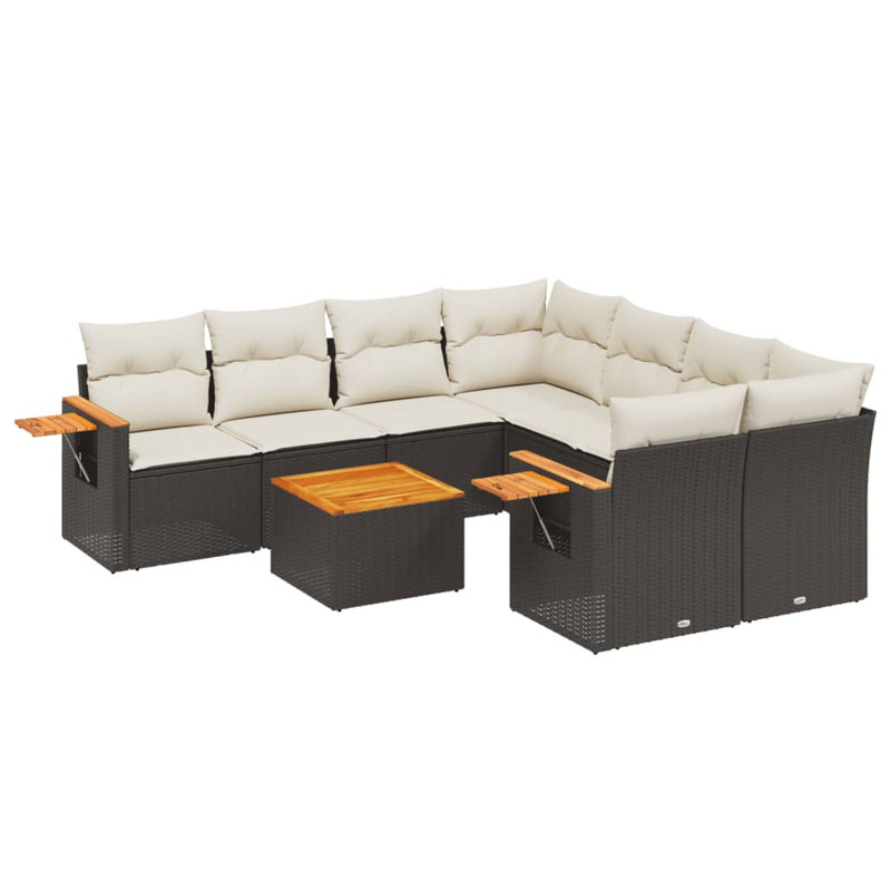 Ensemble de canapé de jardin Vidaxl noir, blanc crème