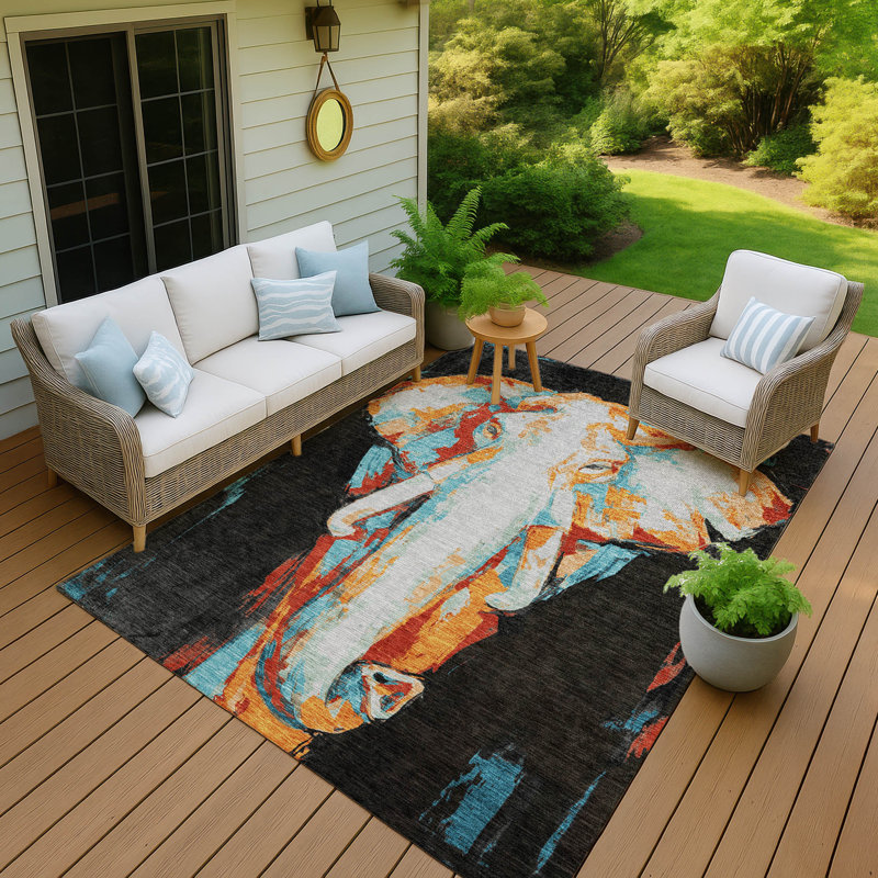 Tapis intérieur / extérieur lavable à la machine Houtz ACN2279, Rectangle 9 pi x 12 pi