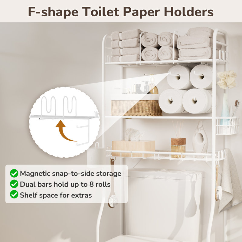 Bathroom Metal Freestanding Over The Toilet Storage, Natural
