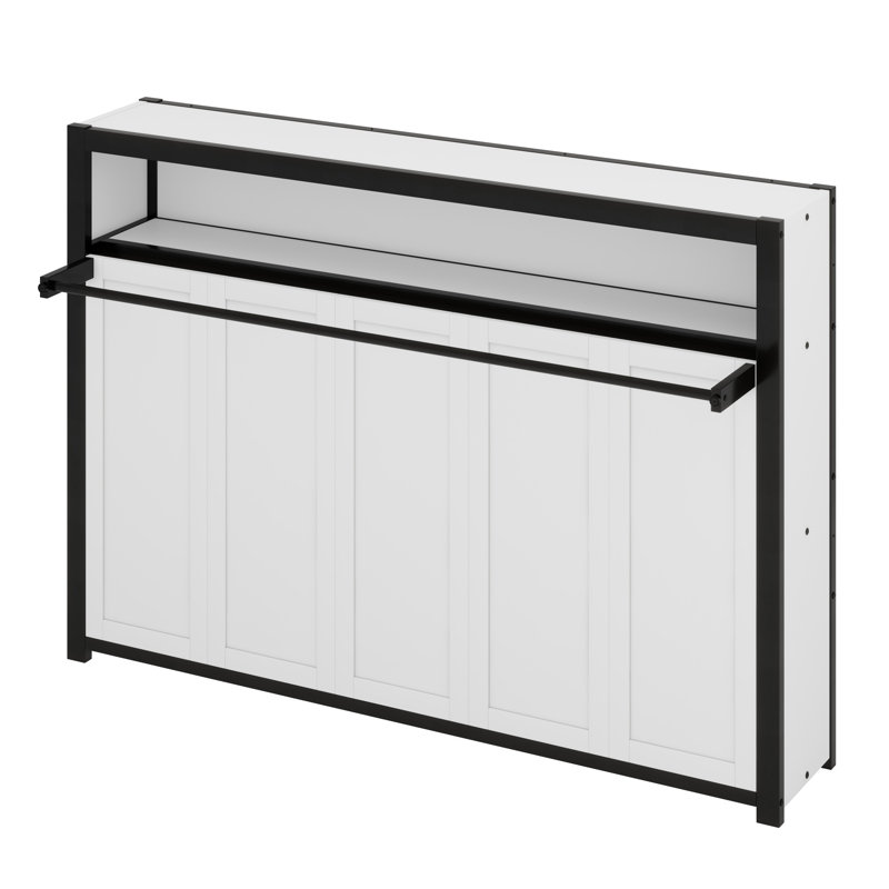 Lit escamotable avec tablettes, lit escamotable en métal au design pliable et peu encombrant