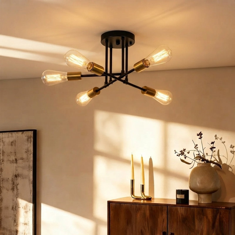 Chanetta 6-LIight Sputnik Chandelier Semi Flush Mount