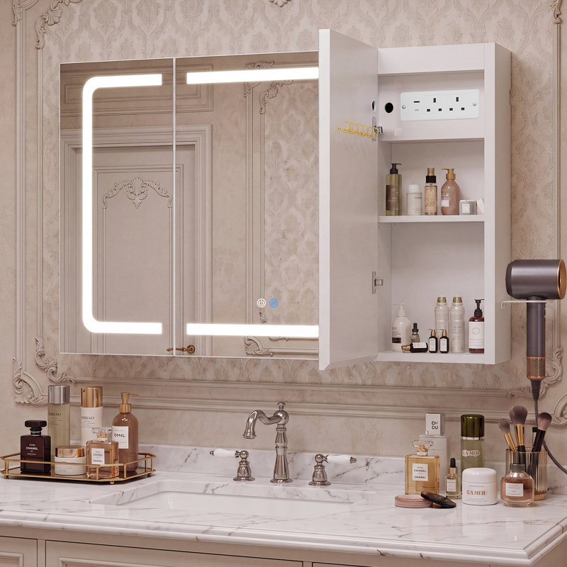 W H Medicine Cabinet Mirror, 60cm H x 80cm W x 17cm D