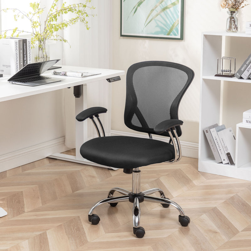 Dinuca Mesh Office Chair with Chrome Base, Black