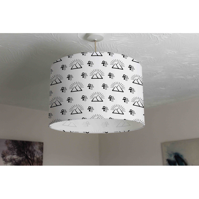 Egyptian Pyramid And Ankh 25cm H Cotton Drum Pendant Shade ( Uno )