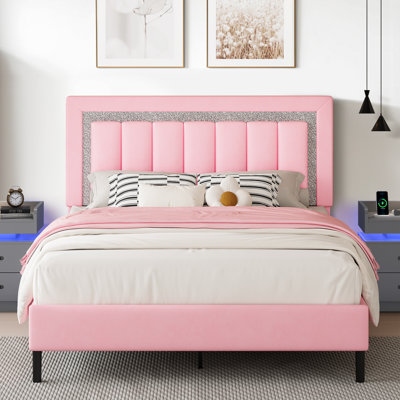Ensemble de lit plateforme tapissier Diamond