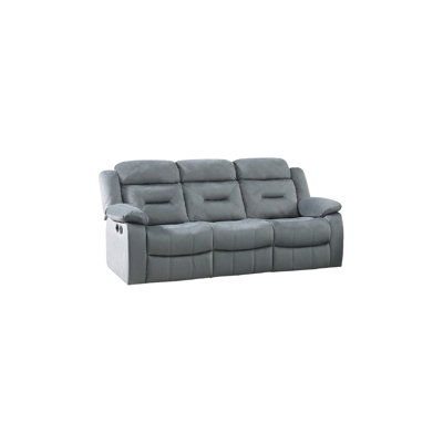 Canapé moderne manuel 1pc avec accoudoirs moelleux et dossier capitonné horizontal port USB finition gris foncé mobilier de salon principal