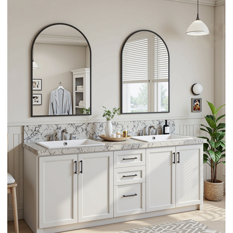 Lunara Arch Wall Mirror with Tempered Glass & Aluminum Alloy Framed for Accent/Vanity/Bathroom, 38" x 26"