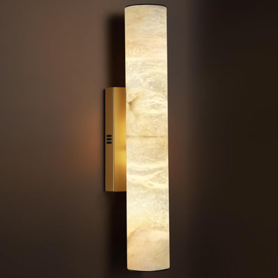 Alabaster Wall Sconce With Dimmable LED Lighting, Natural Marble Stone Wall Light For Bathroom, Living Room, Bedroom, Hallway And Staircase