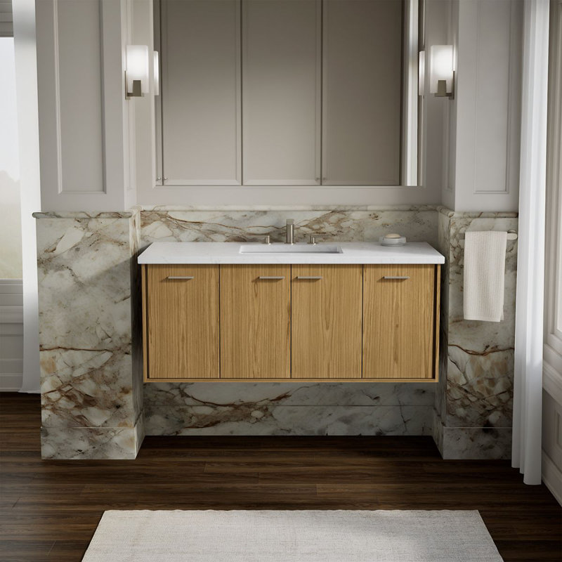 Jute 48" Wall Mounted Single Vanity Base Only Base, Walnut Flax