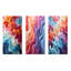 Multicolore Op Art Illusory Profondeur - Collages abstraits, ensemble de 3 reproductions d'art mural en métal-242947357