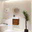 Meuble-lavabo mural avec lavabo en céramique et porte simple à fermeture en douceur-1165533488