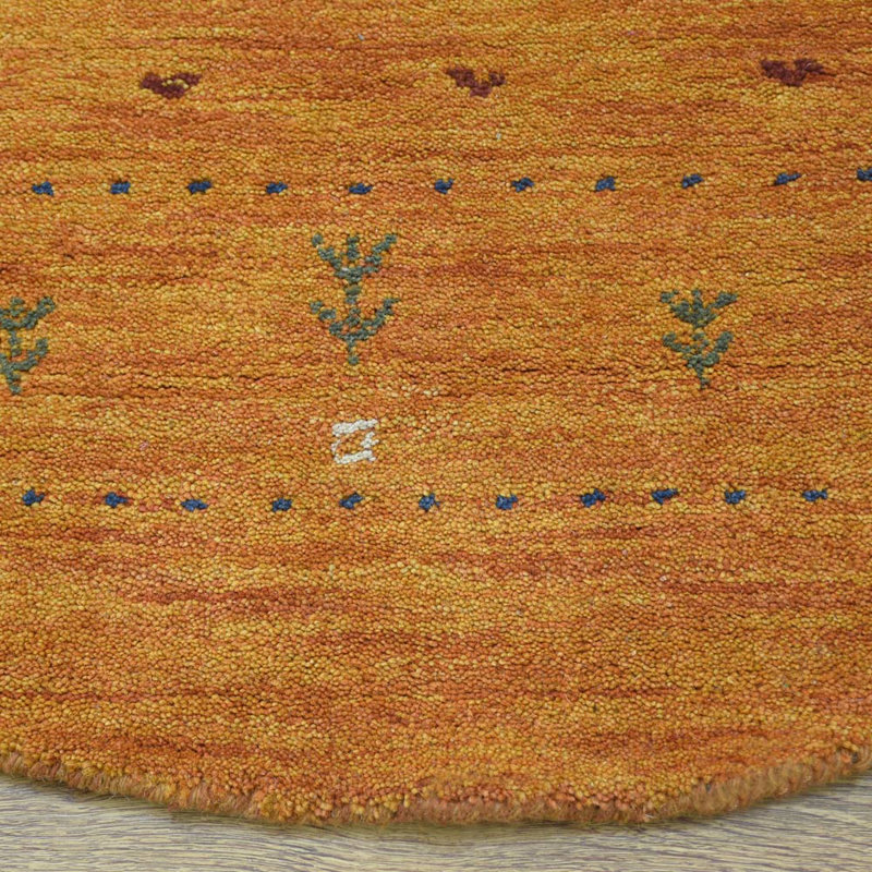 Hand-Knotted Round Orange Wool Area Rug 10'x10'