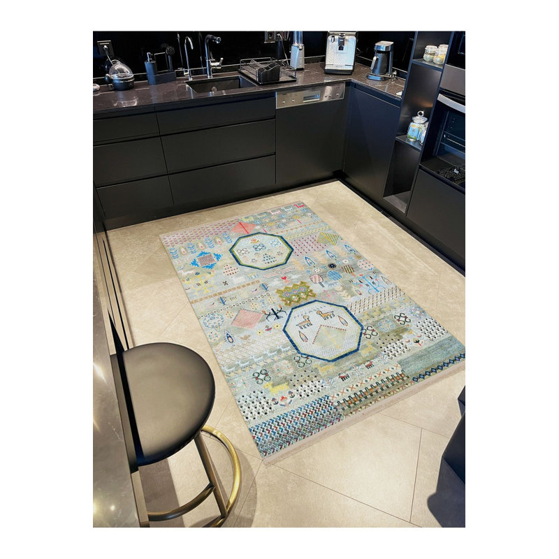 Tapis décoratif multicolore lavable à la machine à motif d'arbres multicolores de la collection Barcelona