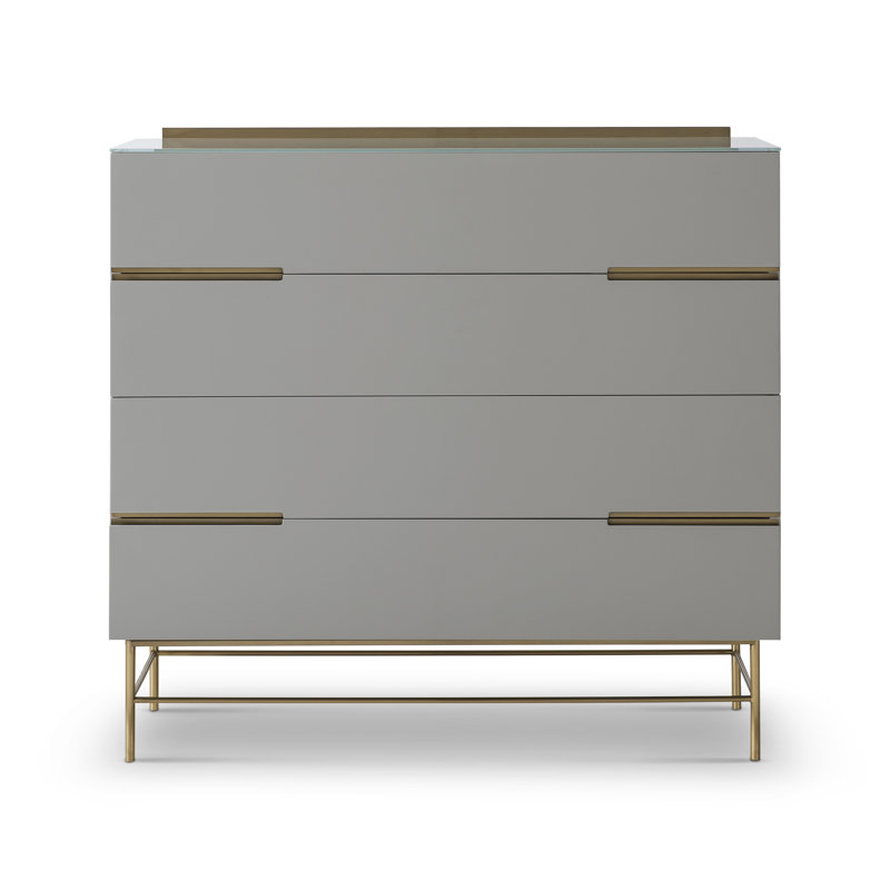 Nicholls 110cm W 4 - Drawer Chest of Drawers, Grey/Gold