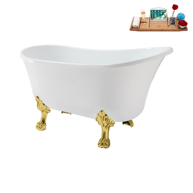 51.2'' x 25.6'' Soaking Acrylic Bathtub, Polished Gold, Matte Black