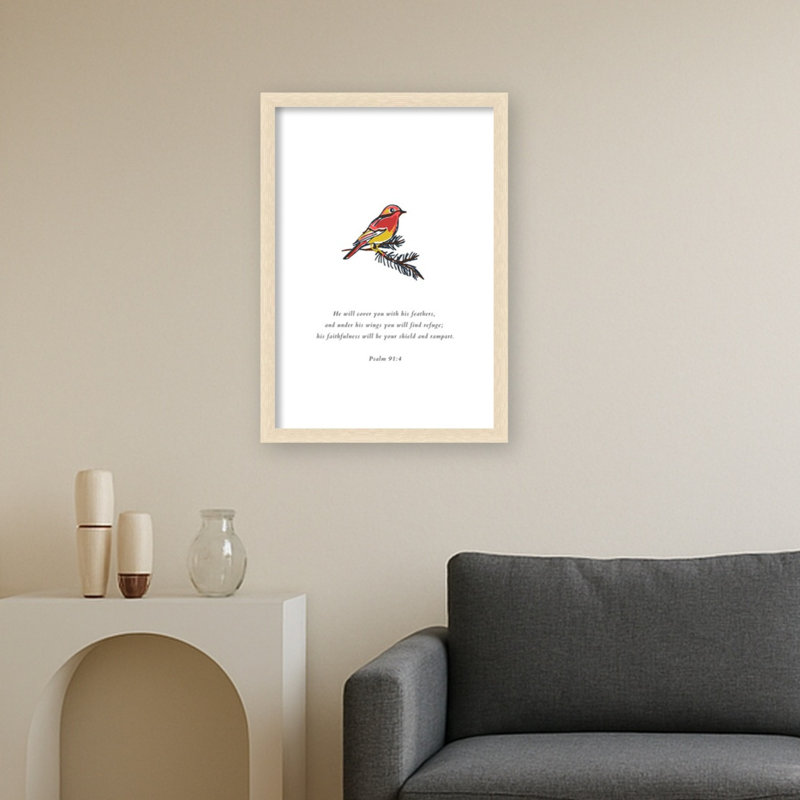 «Psalm 91 4 Scripture» par ART of living, reproduction d'art sur toile encadrée