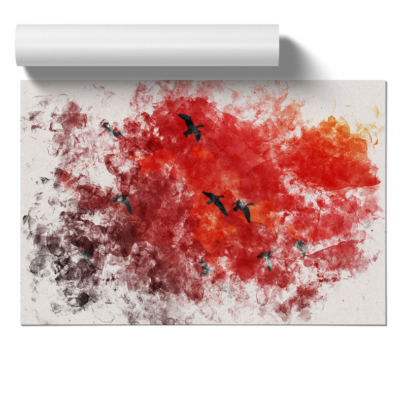 Migratory Geese - Unframed Graphic Art, 30cm H x 42cm W x 0.1cm D