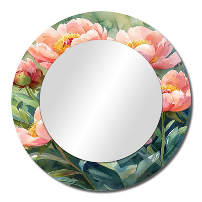 Peonies In The Vegetable Garden I - Floral Wall Mirror Art - Printed On Metal