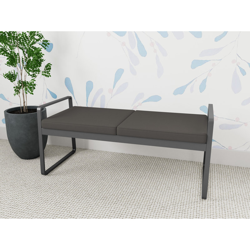 Banc en métal Gansett, Noir Patriot Plus - Vinyle lavable au chiffon, Gris anthracite