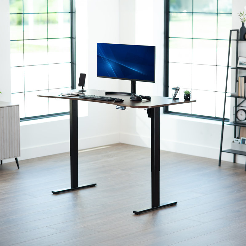Electric 63" x 32" Stand Up Desk (DESK-KIT-1B1B Series), Dark Walnut/Black