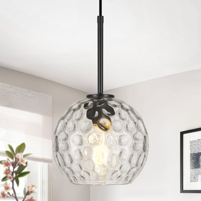 Luminaire suspendu simple en verre à motif d'eau, base E26