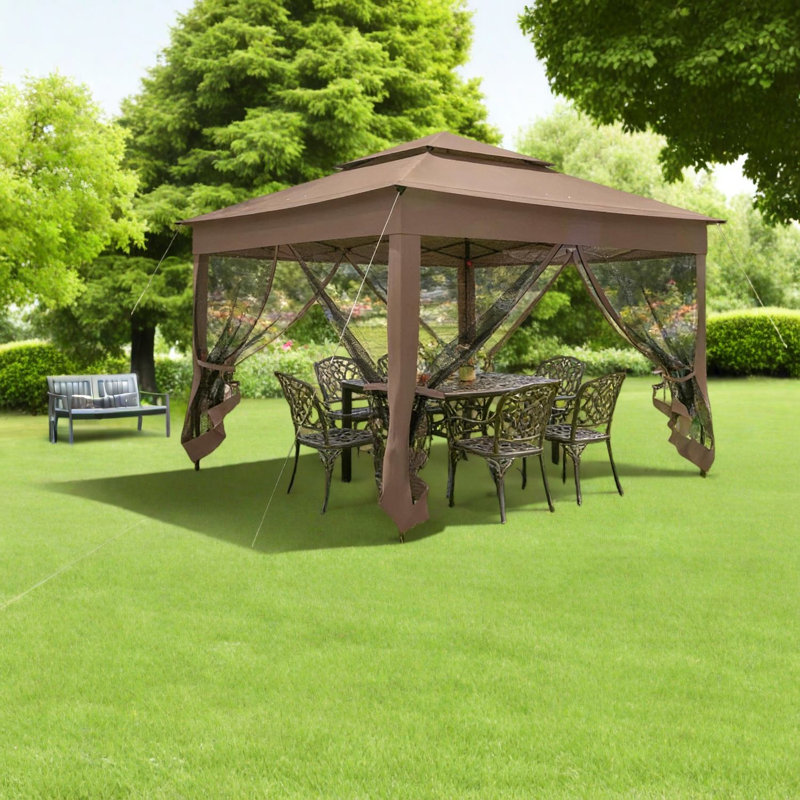 Pavillon de jardin portatif avec cadre en acier, style moderne pour les réceptions en plein air