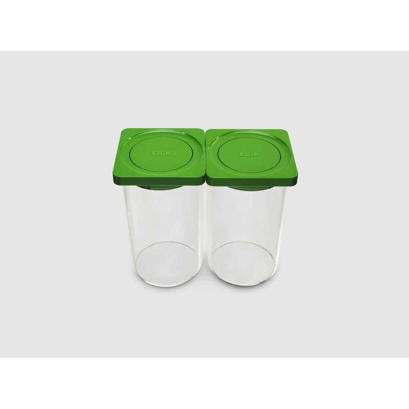 Boîte de conservation en verre pressé, format moyen, lot de 2, 1,6 L, Vert