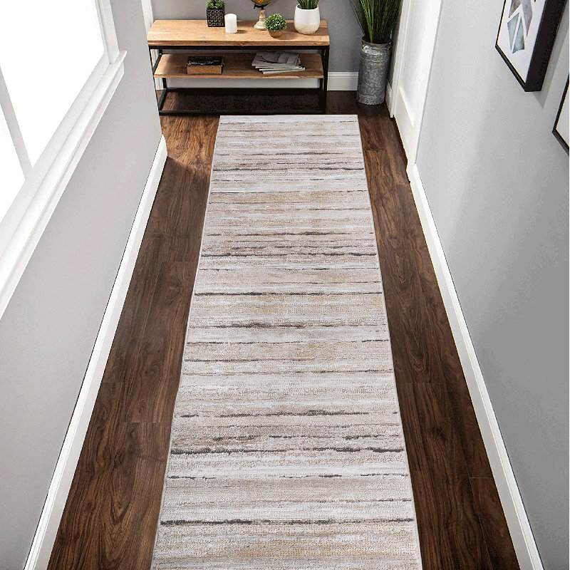 2X8 Brown / Striped Runner Rug, Runner 2'2" x 8', Brown