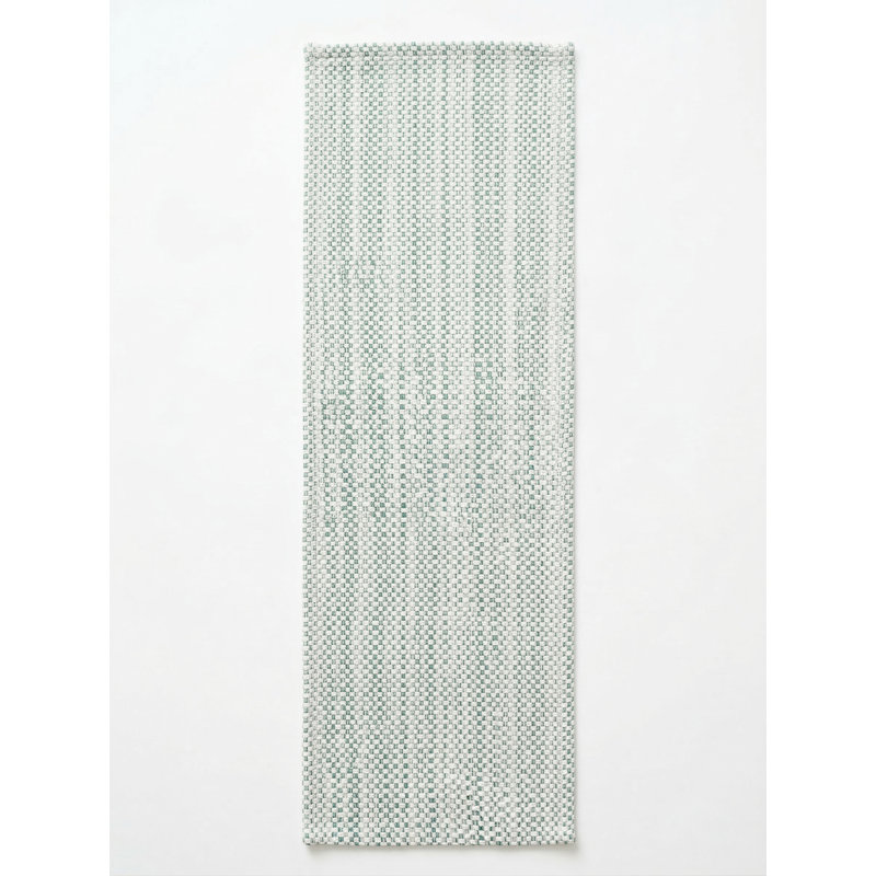 Aqua Blue Shoreline Grid Indoor Outdoor Table Runner 14x72, Aqua Blue