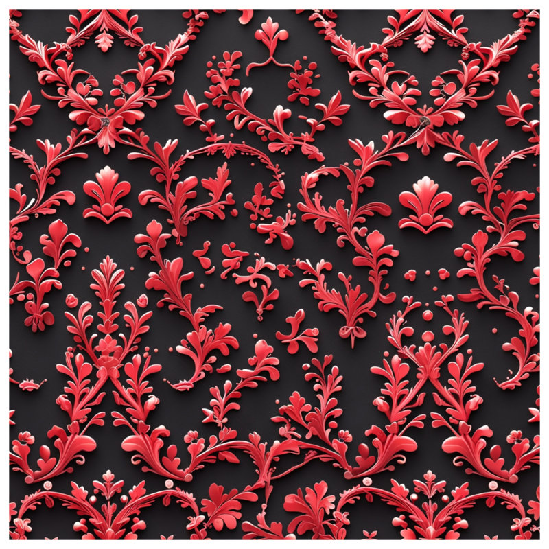 Édredon damassé à motif floral rouge, Twin