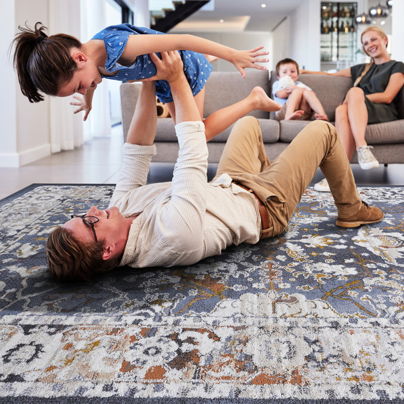 Tapis bleu qui ne perd pas ses poils 2 x 3, teinté, rehausse le salon, la chambre à coucher et le bureau