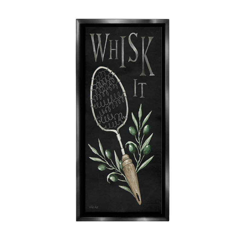 «Whisk It Vintage Kitchen» par Deb Strain sur toile, Cadre flottant noir de jais, H 31 po x l 14 po
